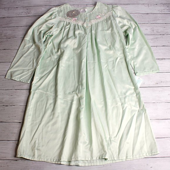 Komar Vintage Womens Satin Nightgown Size M Embroidered Lace Brushed - Picture 4 of 6